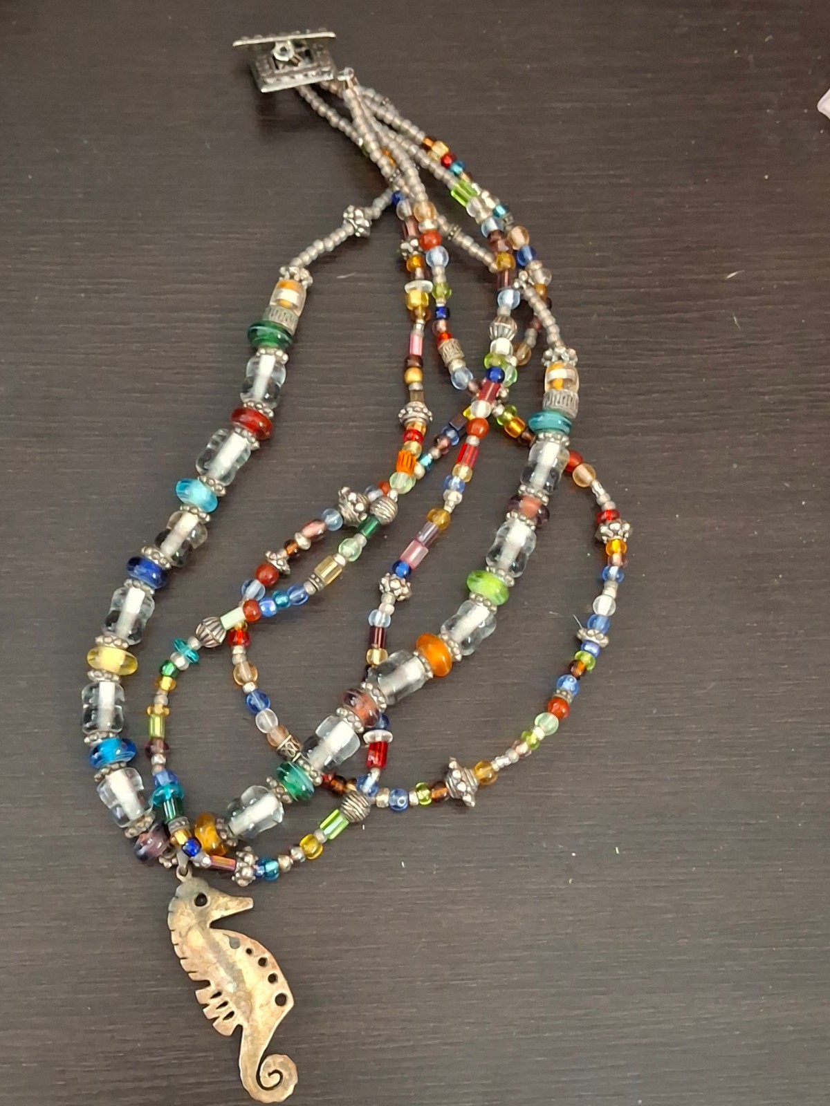 Sterling Silver 3 Strand Seahorse Necklace