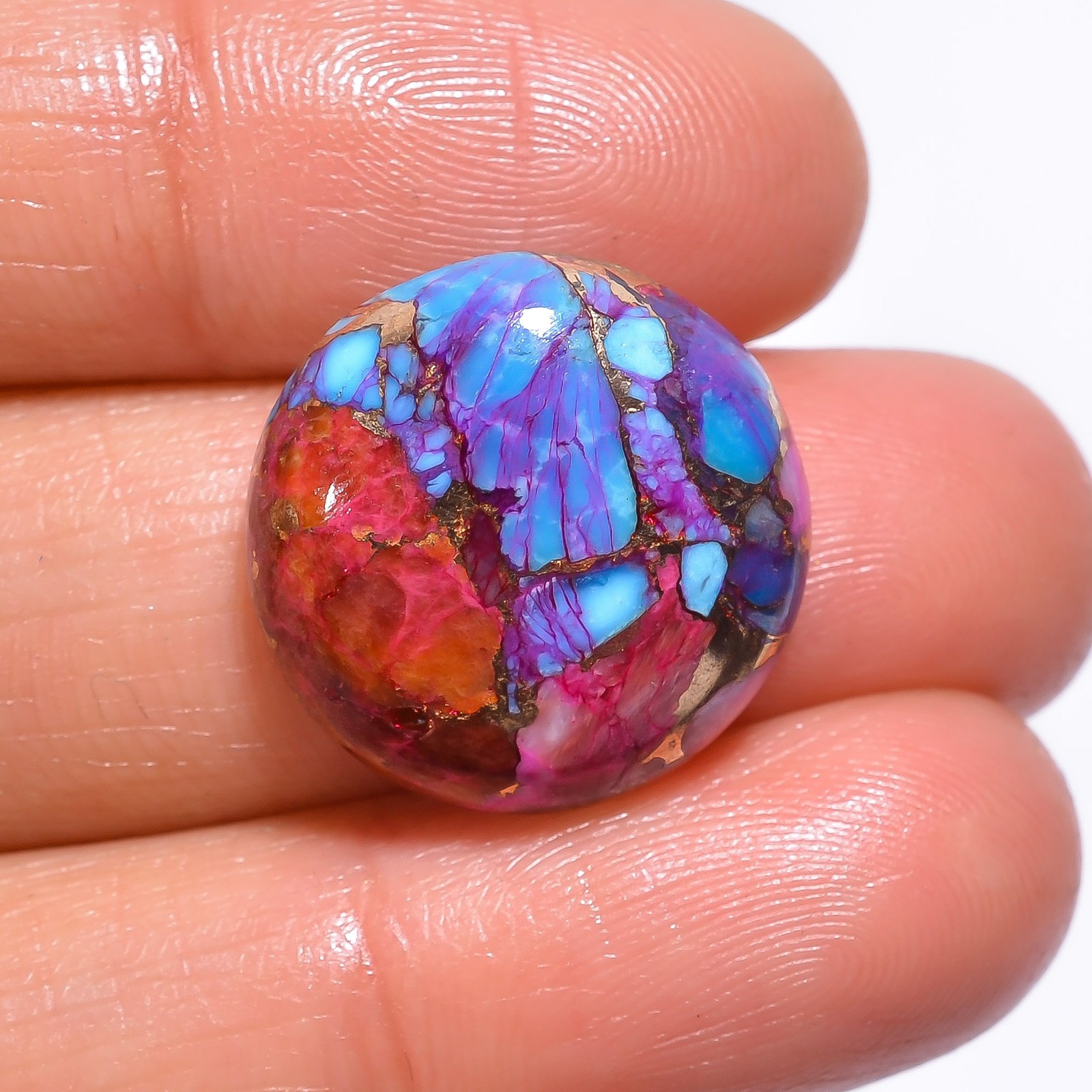 Spiny Copper Turquoise Round Shape Cabochon Loose Gemstone 13 Ct 28X28X5mm A1301