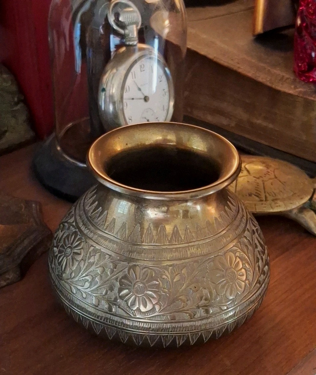 Vintage Traditional India Brass Engraved Lota Water Pot