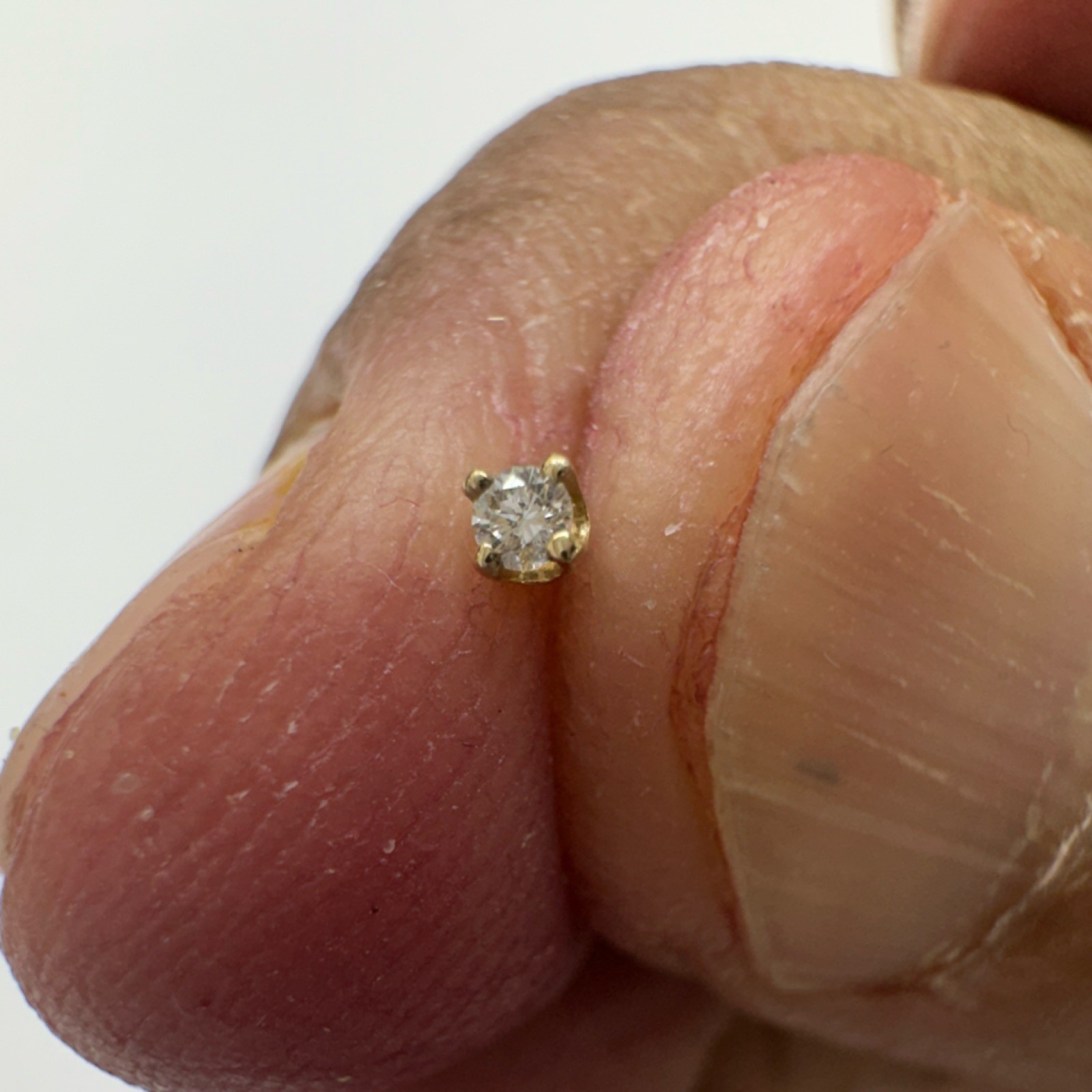 Gold 14 k Nose Stud with Round White Diamond Ball end Unisex Jewelry