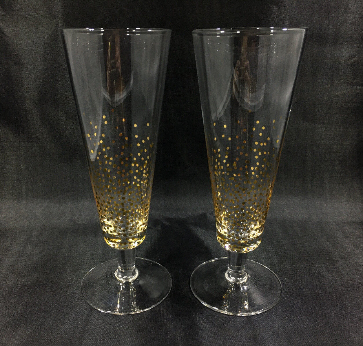 Bubbly CHAMPAGNE GLASSES/GOBLETS w/ Real Gold 12oz Pilsner/Beer (2) by FLOOR | 9
