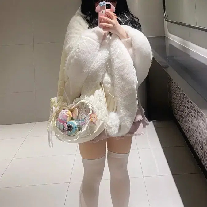 Risli Sa Big Ribbon Fur Poncho Lolita Style No Flaws