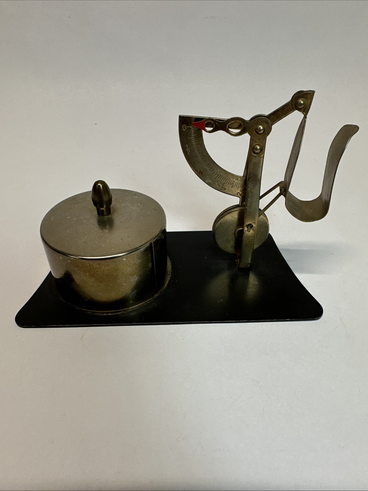 Vintage Brass Letter Scale With Stamp Dispenser