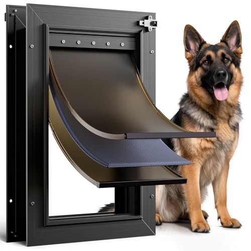 Dog Door for Door All Aluminum 3 Flaps Black Dog Doggy Doggie Door Heavy Large