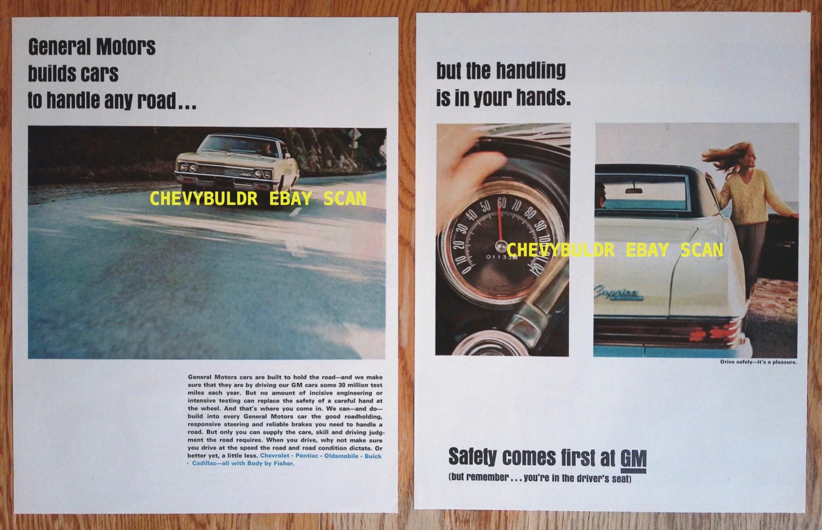 1966 GM Cars with Chevy Caprice Vintage 2pg Large Ad "General Motors Builds..."