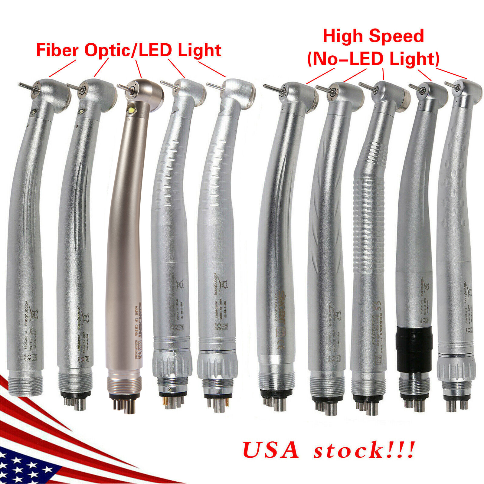 Fiber Optic LED E-generator High Speed Handpiece 4/2/6Hole USA