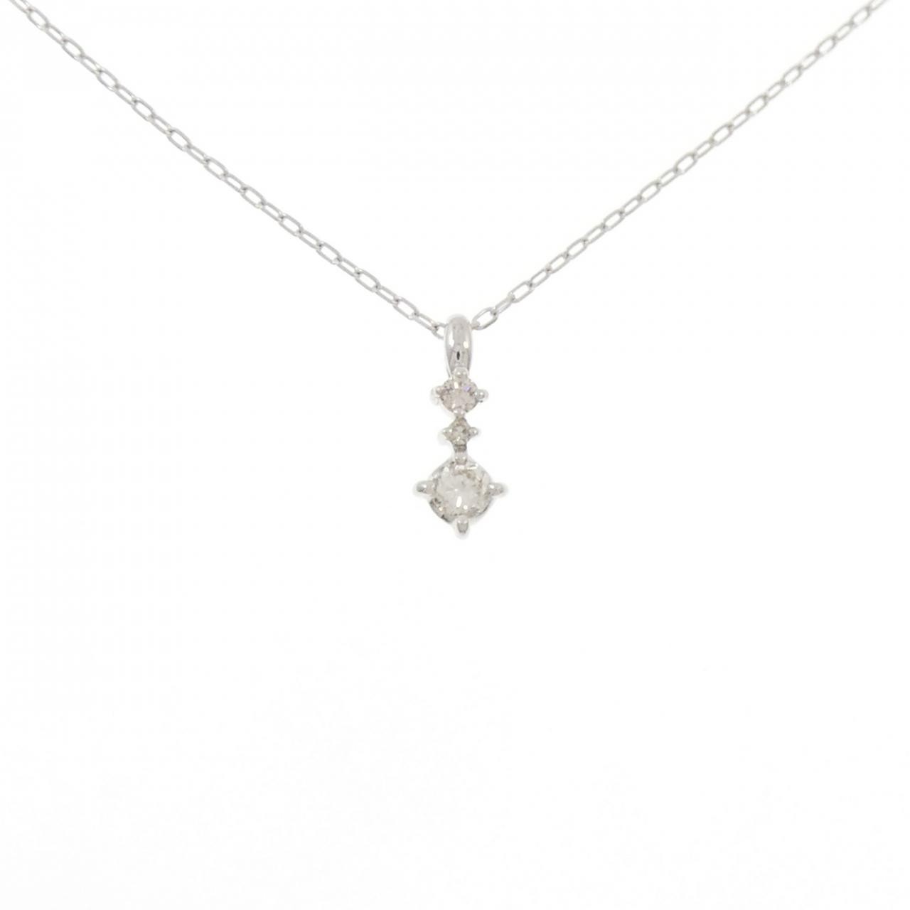 Authentic K18WG Diamond Necklace 0.20CT #270-004-147-3266