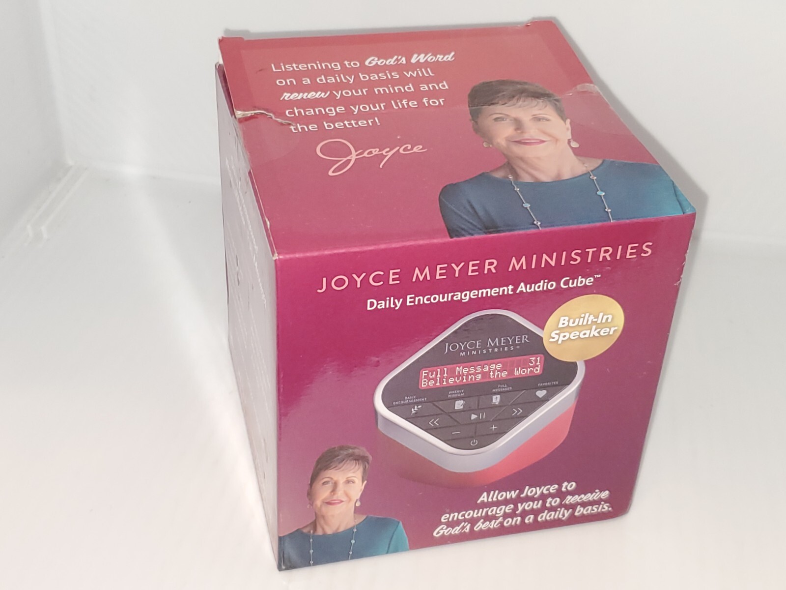 Joyce Meyer Ministries Daily Encouragement Audio Cube Built-In Speaker. READ DES