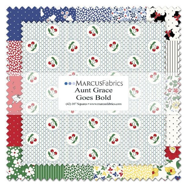 Marcus Fabrics - Aunt Grace Goes Bold 10"x10" Squares by Judie Rothermel 42 pcs