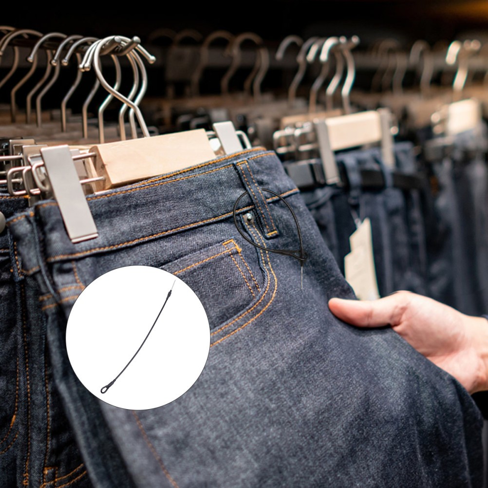 100PCS Anti-theft Lanyards Wire Loop for Loss Prevention Systems Black