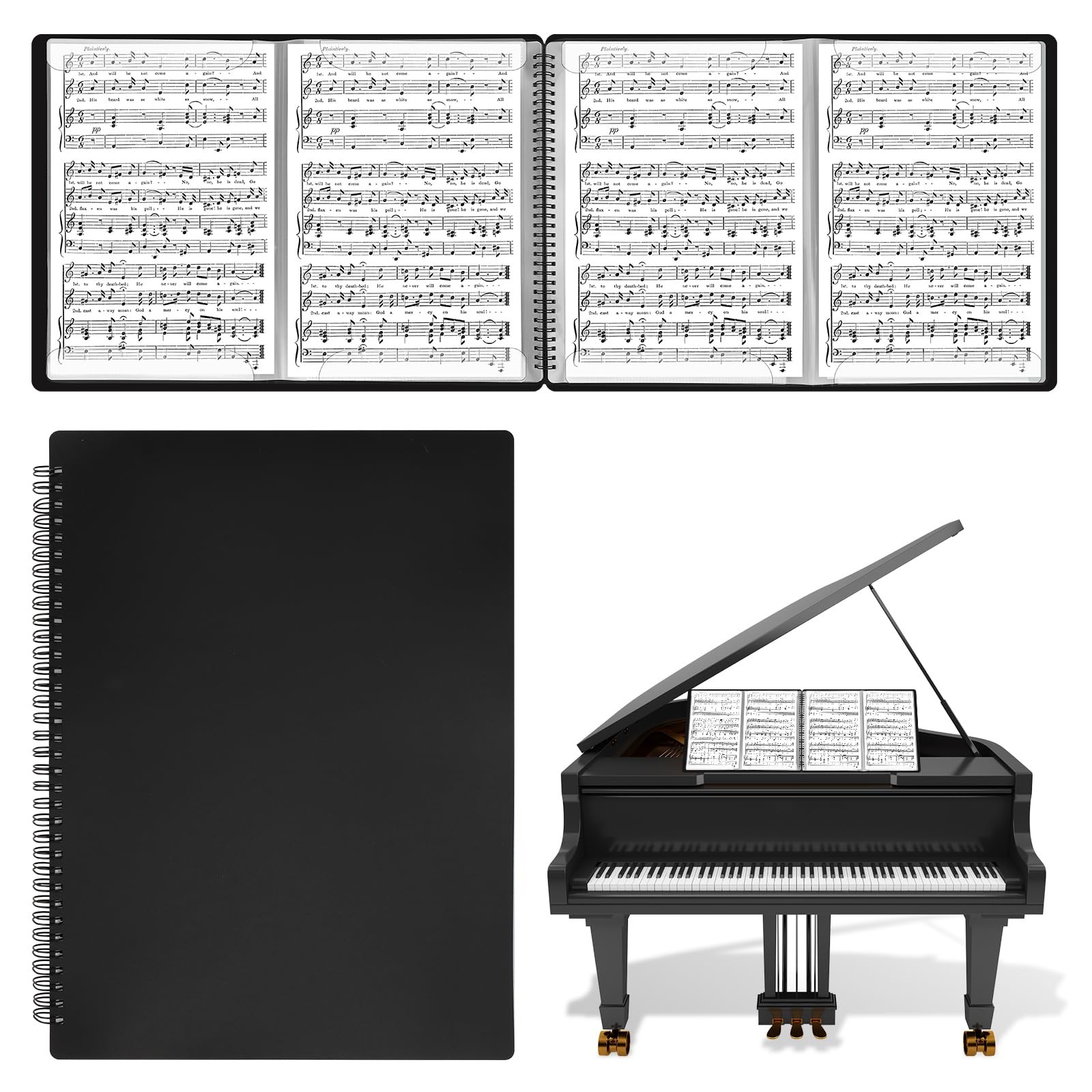 Sheet Music Folder 4 Pages Expand Piano Binder 30 Sleeves Black 