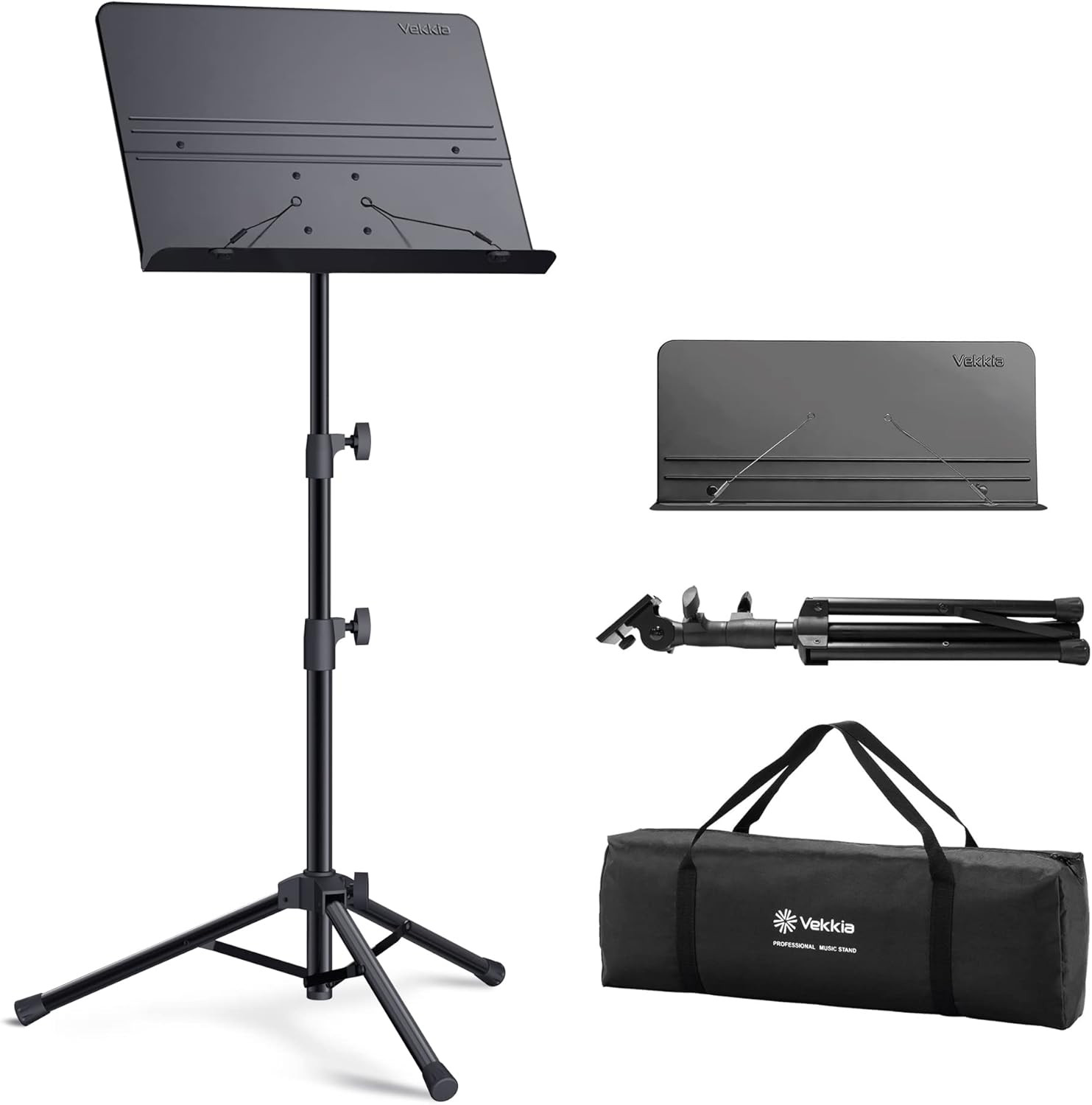 Professional Portable Sheet Music Stand - Folding Adjustable Holder, with Carryi