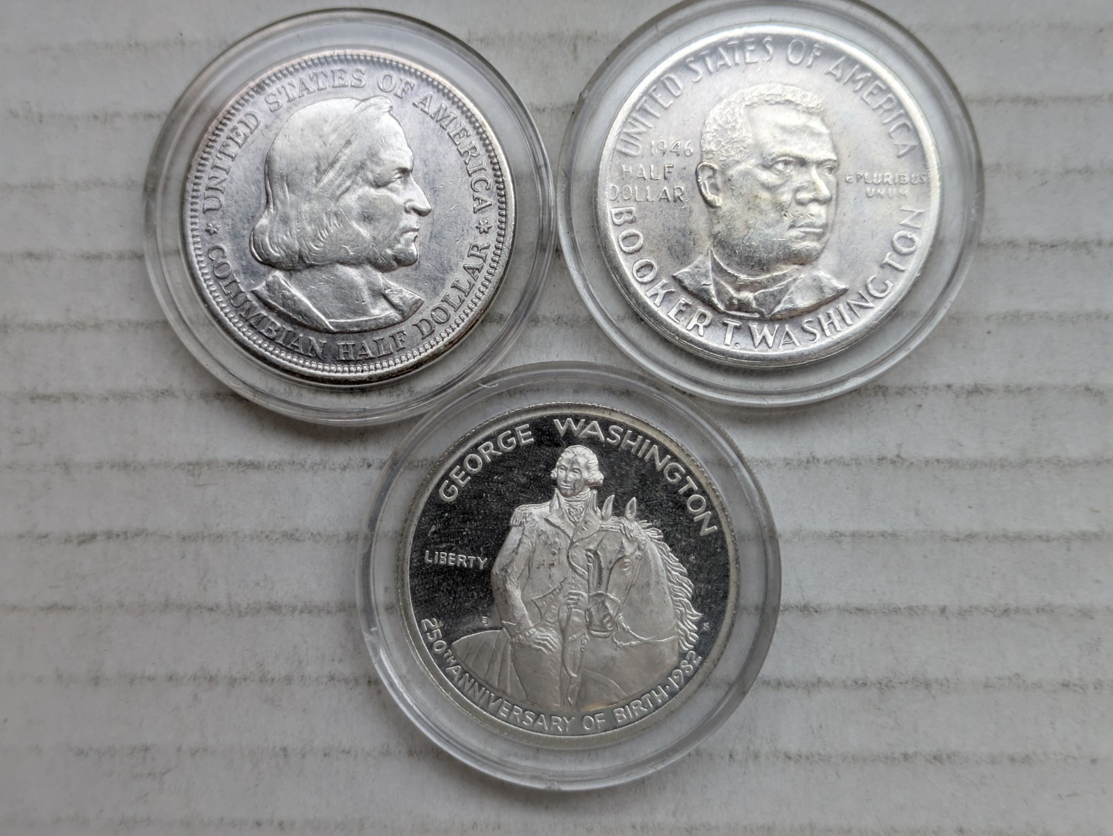 $1.50 FV 1893-1982 Commemorative Half Dollar 90% Silver Lot 1.08oz ASW 50c