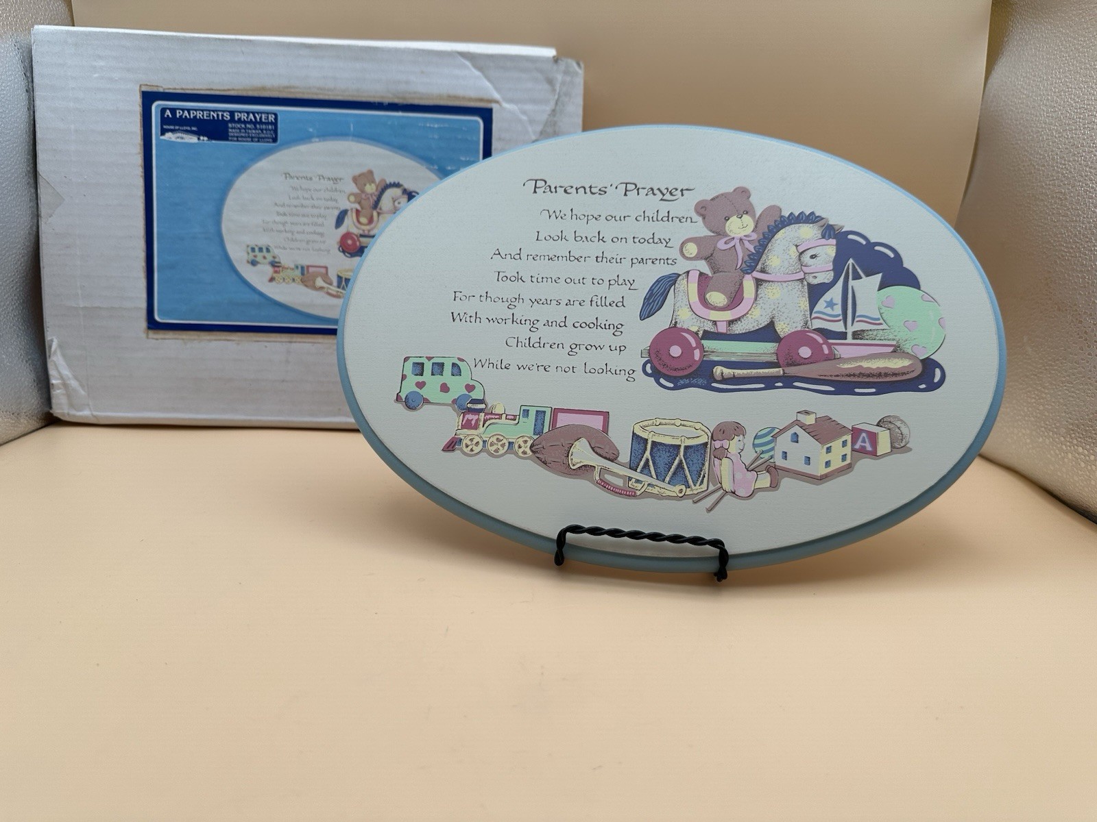 VTG House Of Lloyd Parents’ Prayer Plaque, Original Wrap/box, Nursery Baby Retro