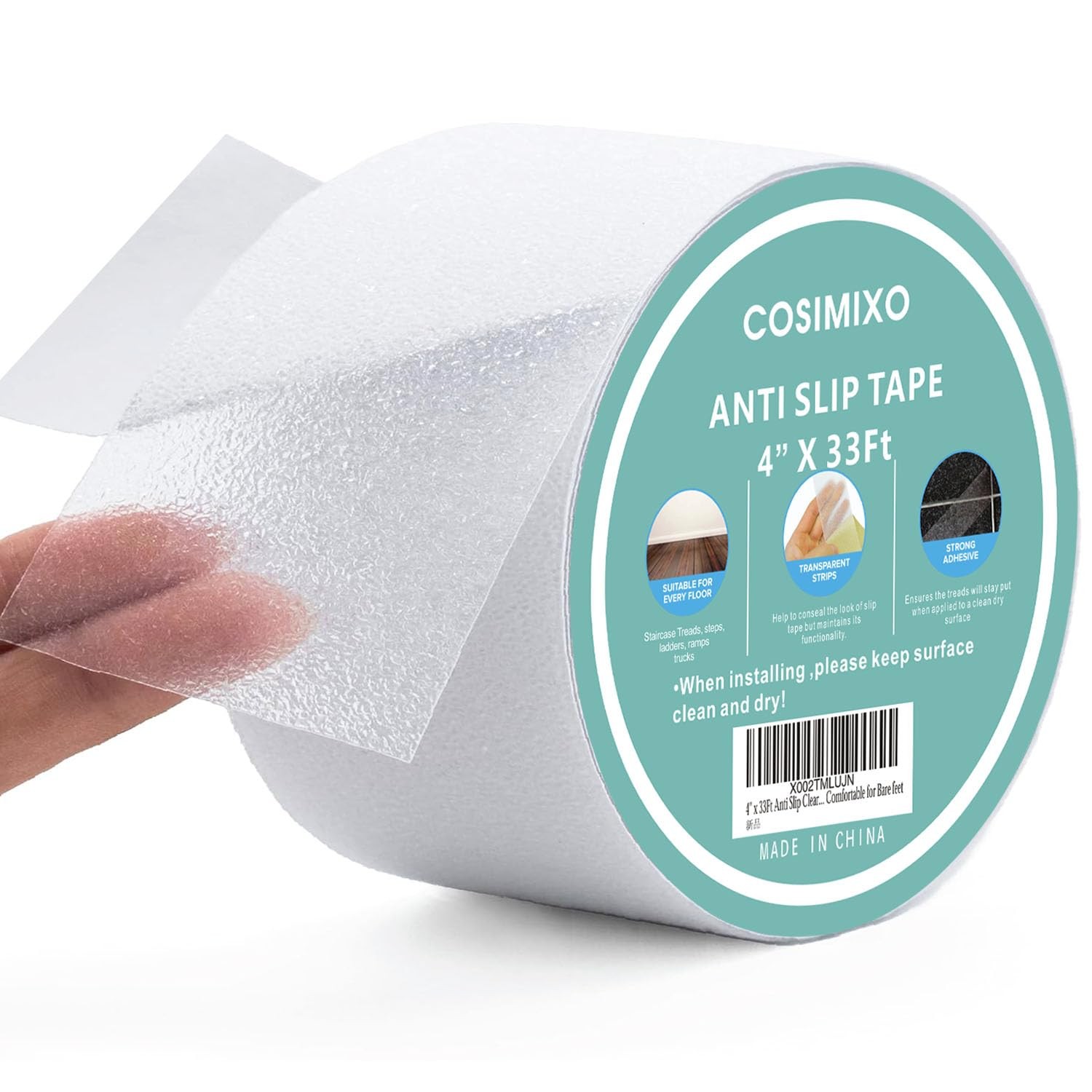 4" x 33Ft Clear Anti Slip Tape Waterprooft, Non-Slip Stair Treads Tape Tracti...