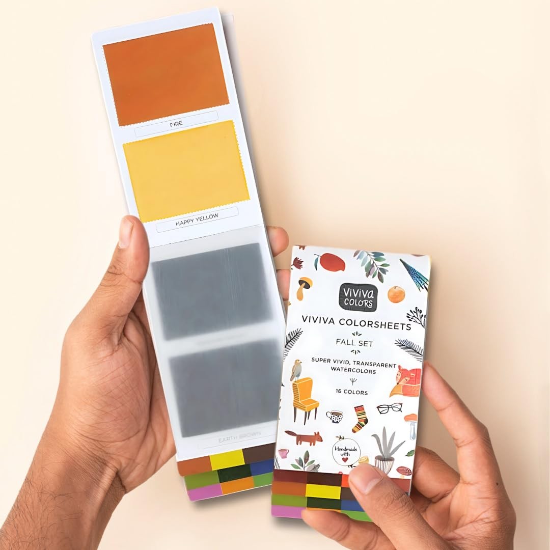 Viviva Colorsheets Fall Watercolor Set, 16 Vibrant Travel Watercolors, Vegan