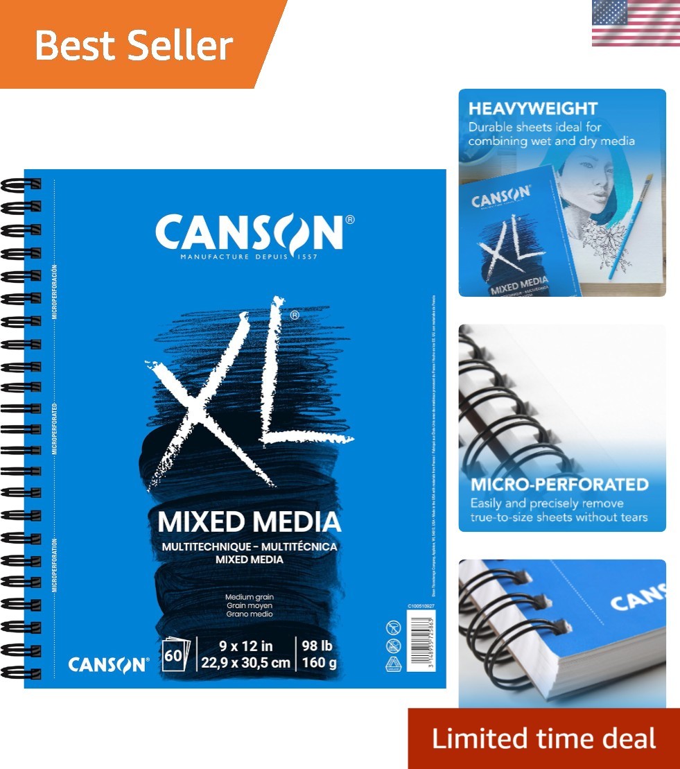 Versatile XL Mixed Media Pad – 9x12 Inches, 60 Acid-Free Sheets for All Artists