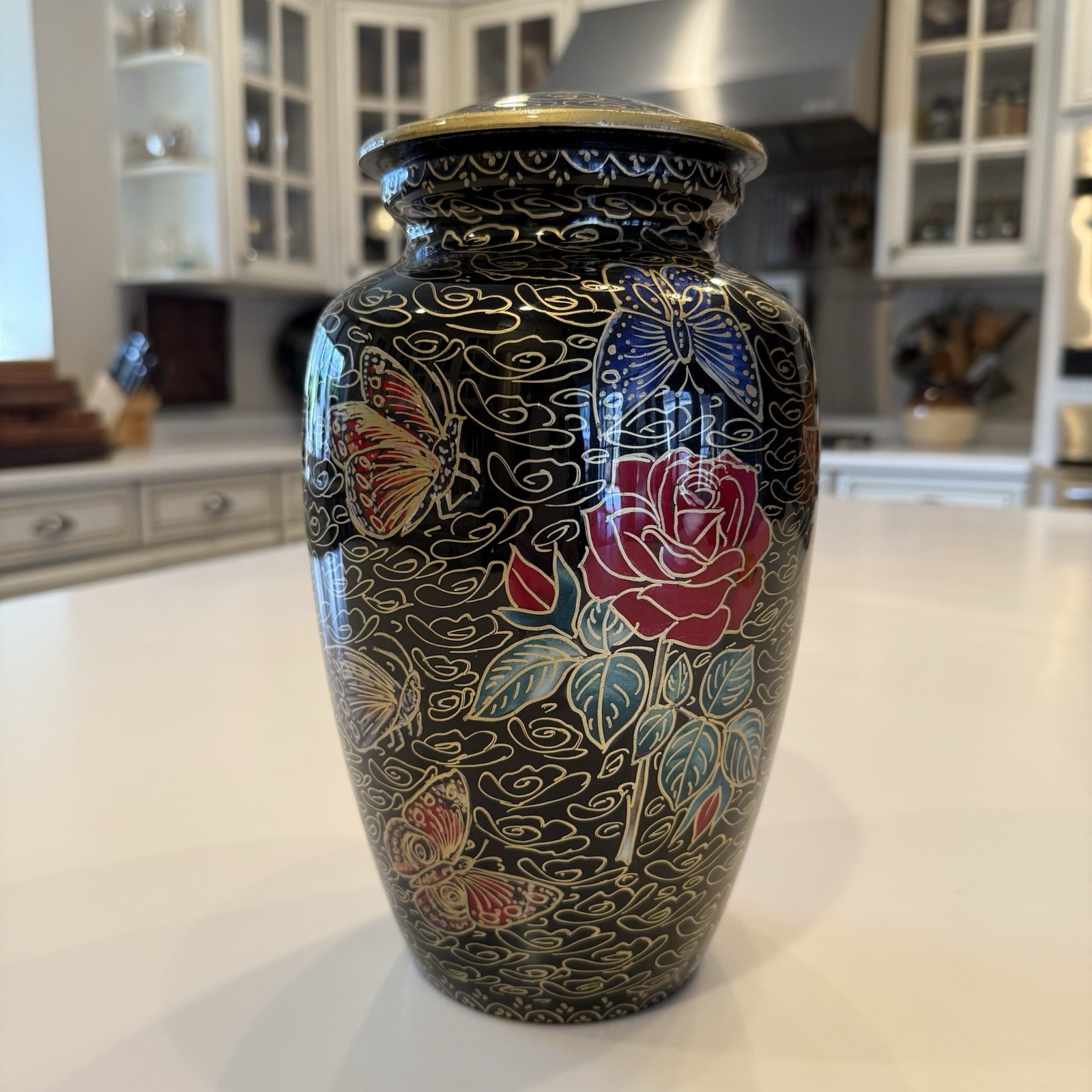 NWT Porcelain Brass Ern Butterflies Motif.