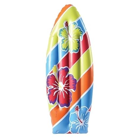 Inflatable Surfboard Luau Decoration - 3 Ft Tropical Beach Party Toy