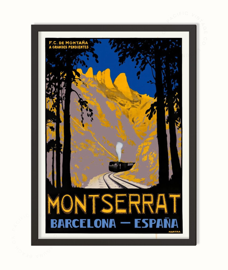 Vintage Montserrat Barcelona Poster – Classic Spain Travel Art Print