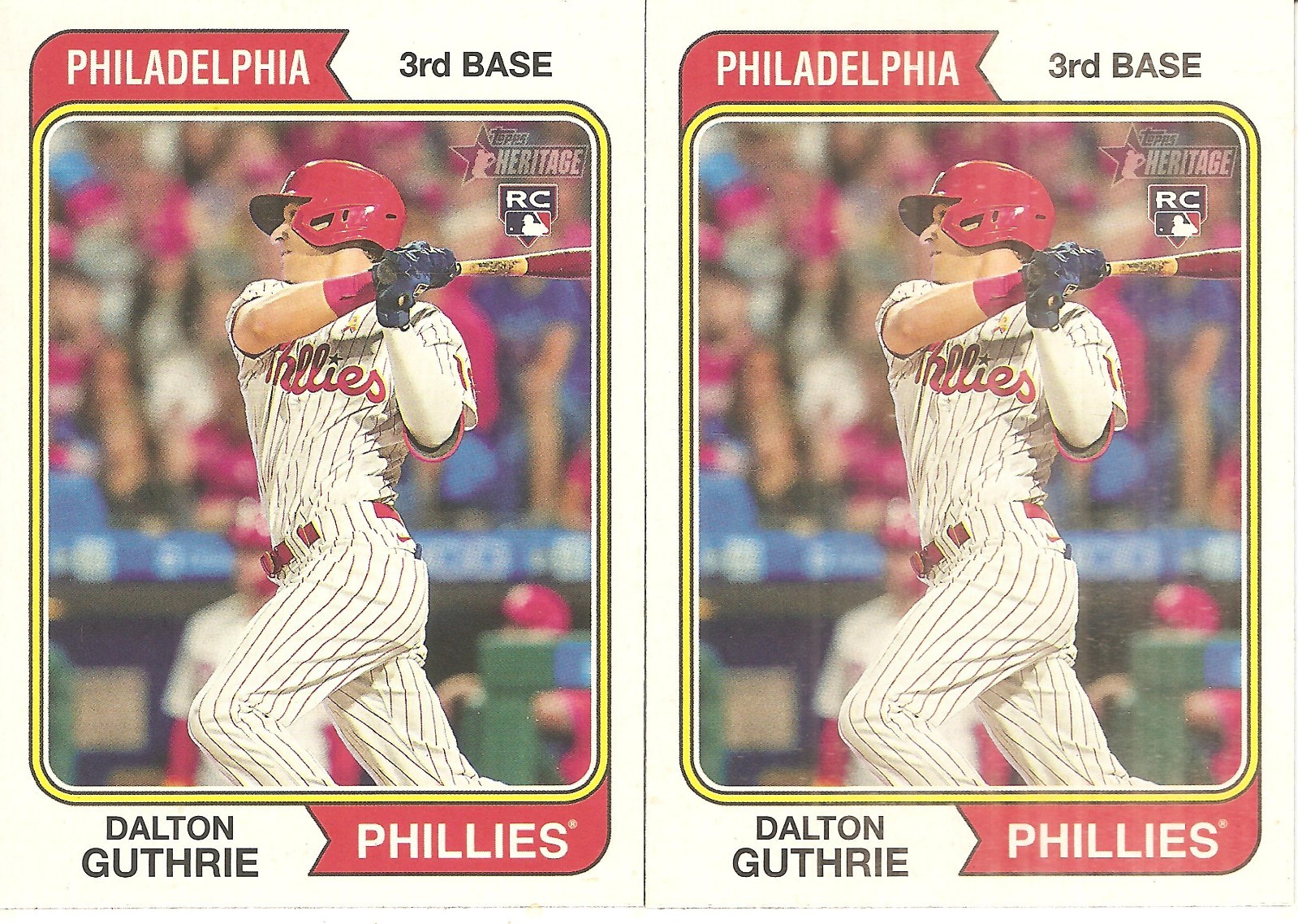 2 CARD 2023 TOPPS HERITAGE DALTON GUTHRIE ROOKIE BASEBALL CARD LOT