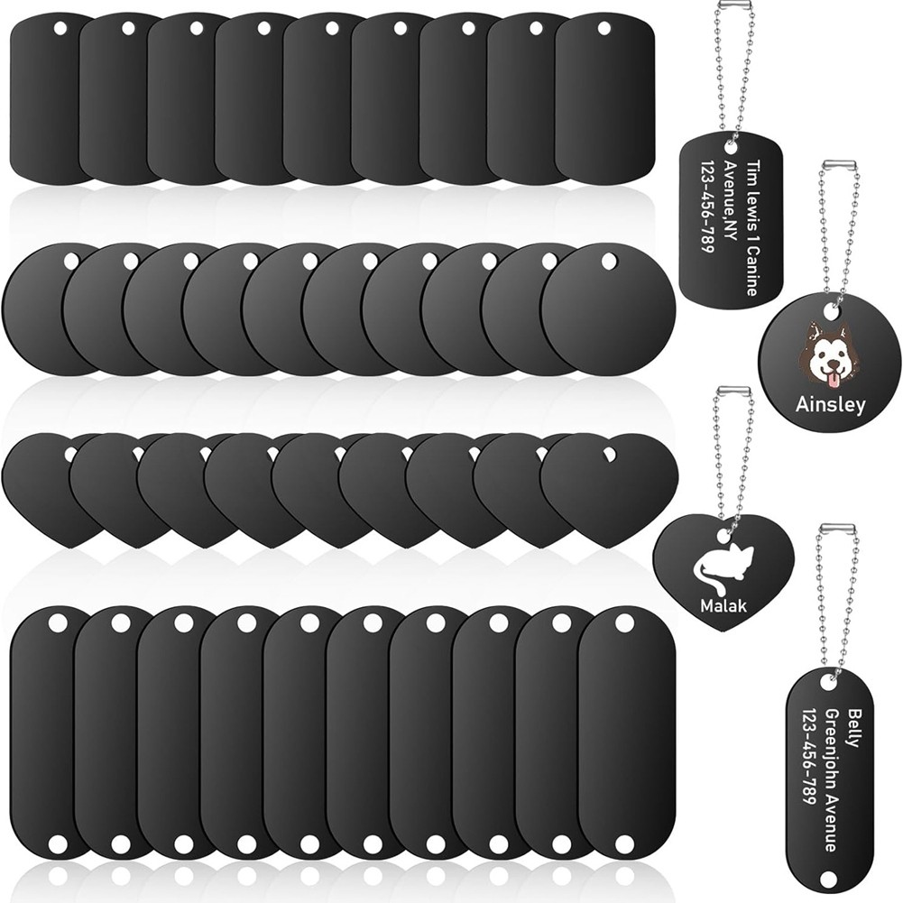 120 Pcs Stamping Blanks Aluminum Tags for Engraving Round Rectangle Heart1528