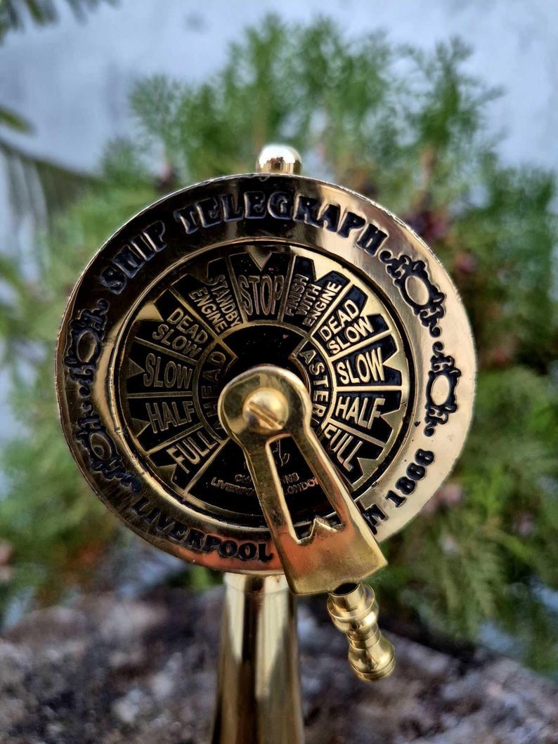 Brass Ship Telegraph, Vintage Nautical Decor, Coastal Home Decoration (6 Inch)