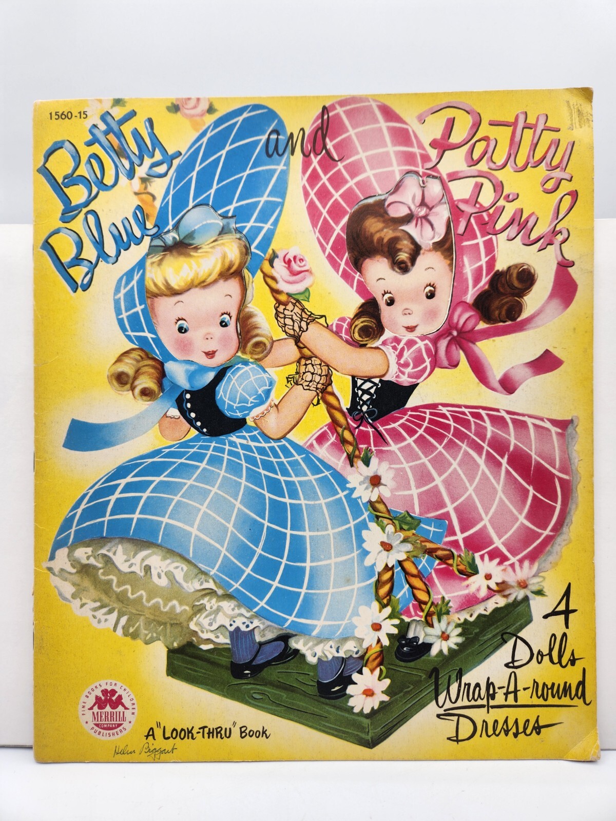 Betty Blue & Patty Pink Un-Cut Paper Doll Book Merrill Publ. #1560-15 c.1940