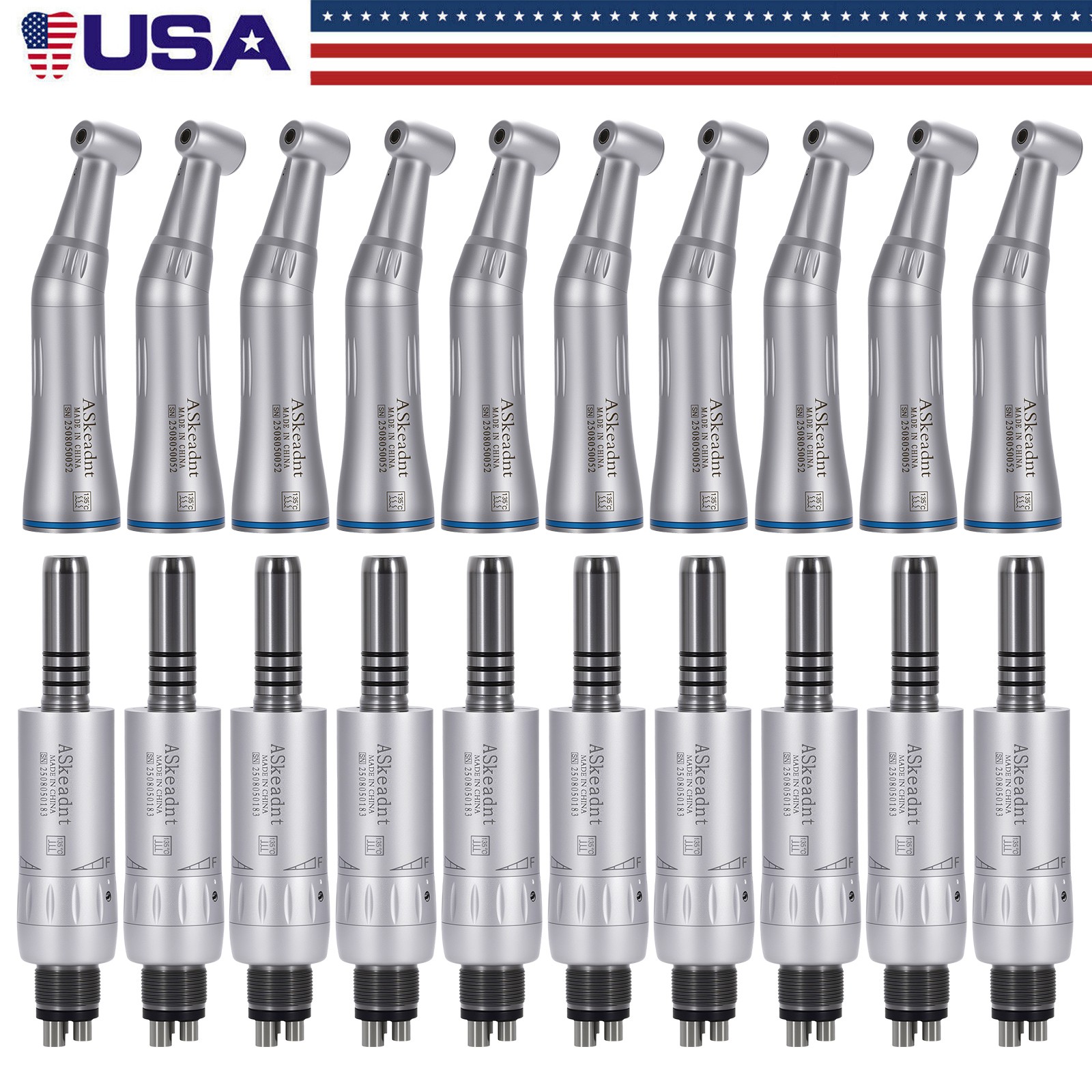 1-10 Dental Inner Water Low Speed Contra Angle Handpiece Air Motor 2H/4H fit NSK