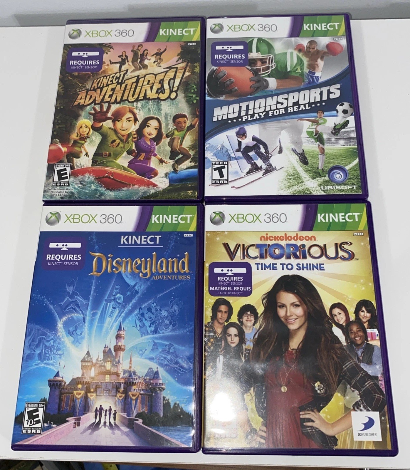 Lot of 4 Xbox 360 kinect games,Adventures,Motion Sports,Disneyland,Vicorious