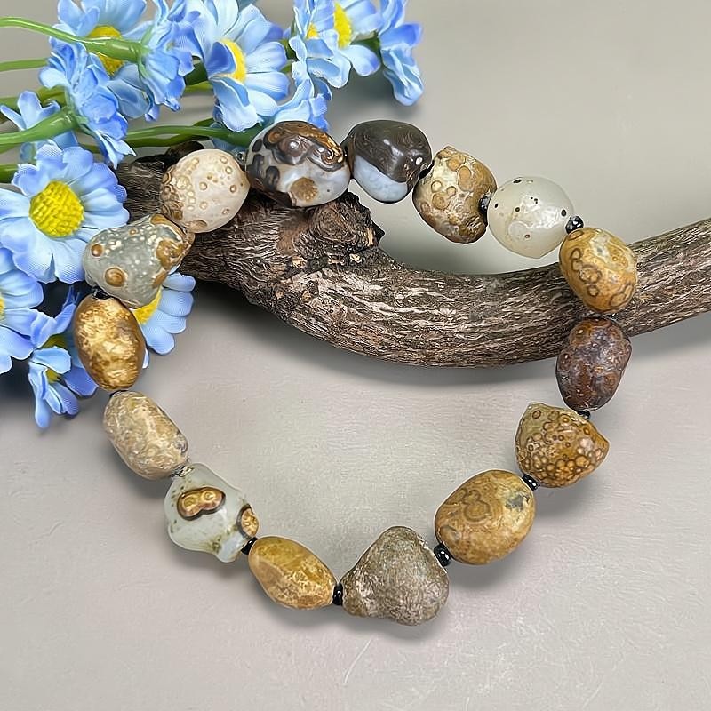 Collector Grade!China Inner Mongolia Gobi Eye Agate Bead Bracelet