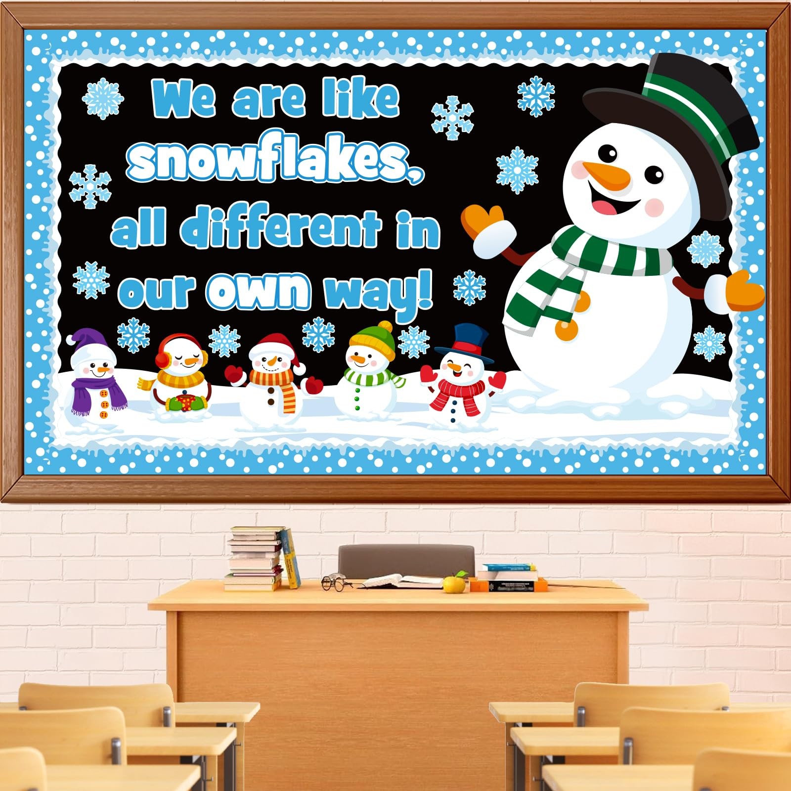 Winter Snowman Bulletin Board Decoration Set, 10 x 7 inches, white, green 