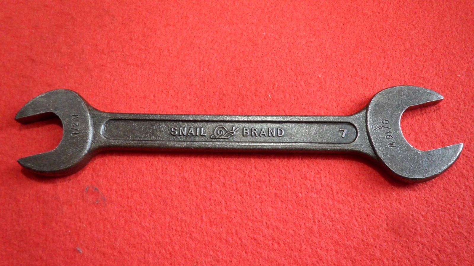 Vintage Snail Brand No.7 Open End Spanner - 1/2W - 9/16BS and 9/16W - 5/8BS