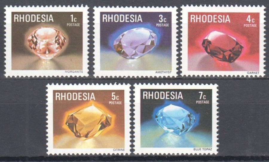 Rhodesia 1978 MNH, Precious Stones, Minerals Amethyst Blue Topaz Citrine Garnet