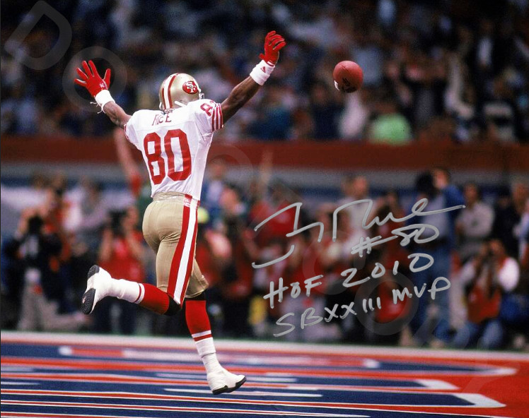 Jerry Rice Autographed 8x10 Photo Reprint San Francisco 49ers Signed HOF MVP