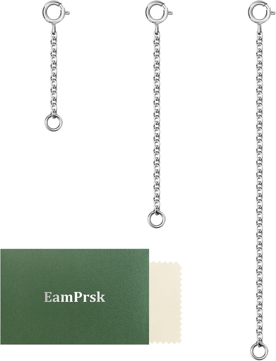 925 Sterling Silver Necklace Extender, 3Pcs Silver Chain Extenders for Necklaces