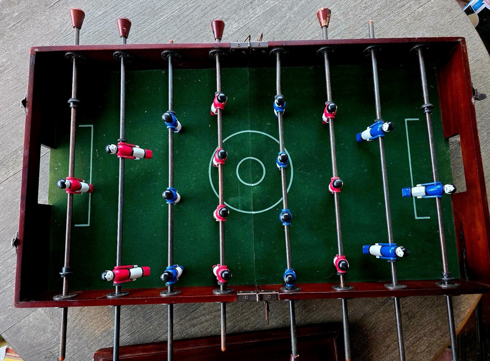 Antique Wooden Tabletop Portable/Foldable Foosball Table  