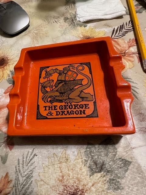 Rare George & Dragon English Pub Ashtray - The Emporium Ltd. - orange