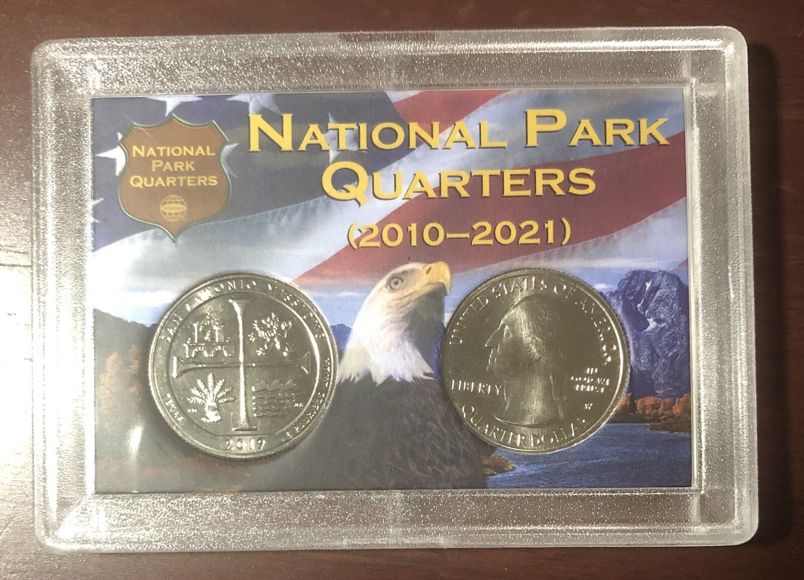 2019-W + 2019-S San Antonio Missions Texas, UNC. Quarters; 2 Coin Case
