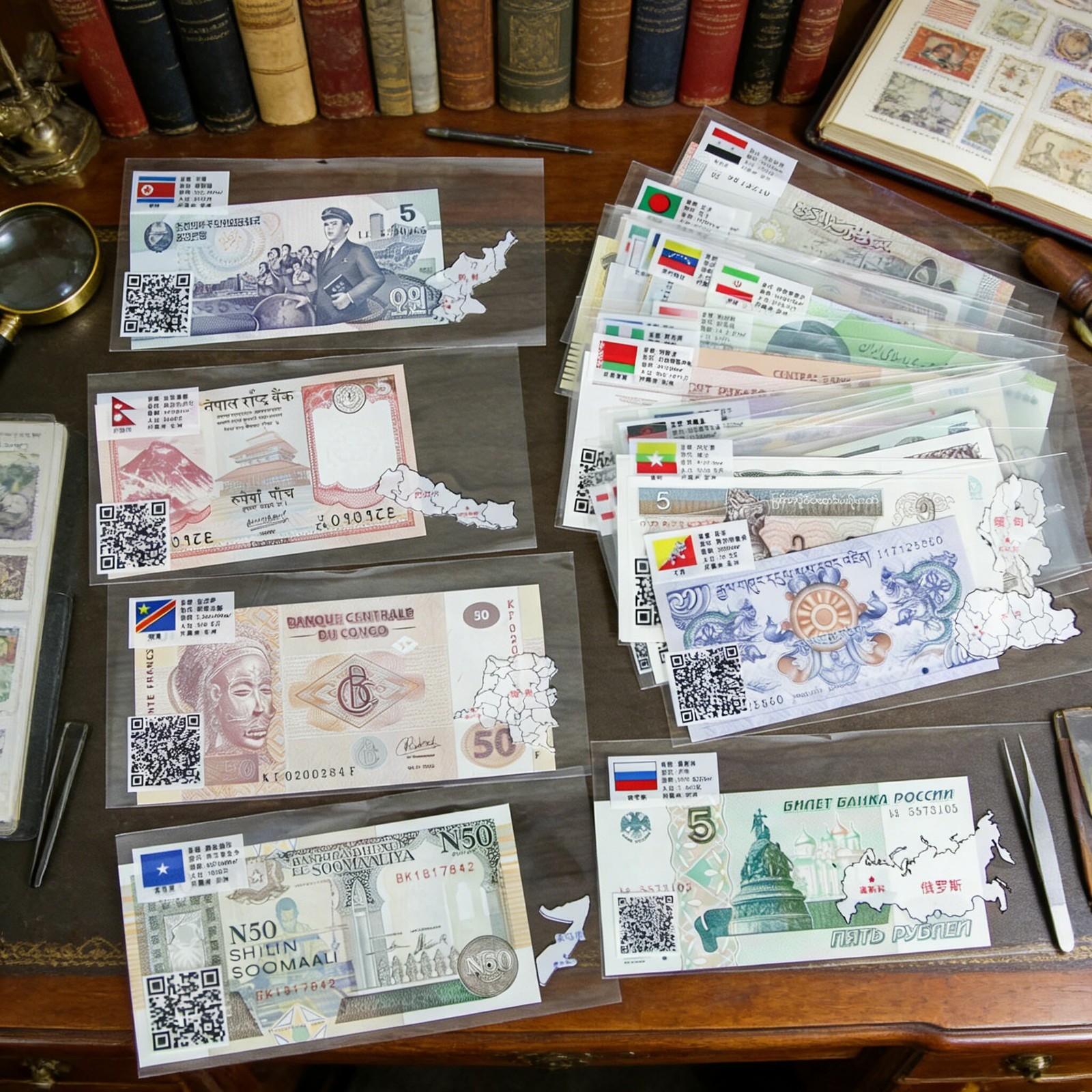 52pc Global Banknote Assortment | Uncirculated World Money | Great Gift Idea