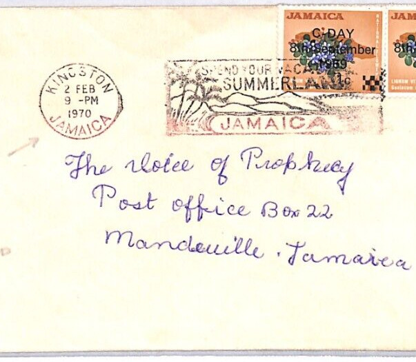 JAMAICA Cover Kingston MIXED INK MACHINE Radio/Religion Mandeville 1970 YS144