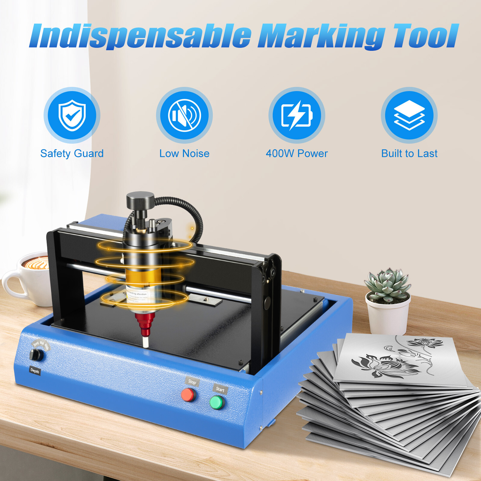 110V Electric Metal Marking Machine Dot Peen 200x150mm for Number Letter Label