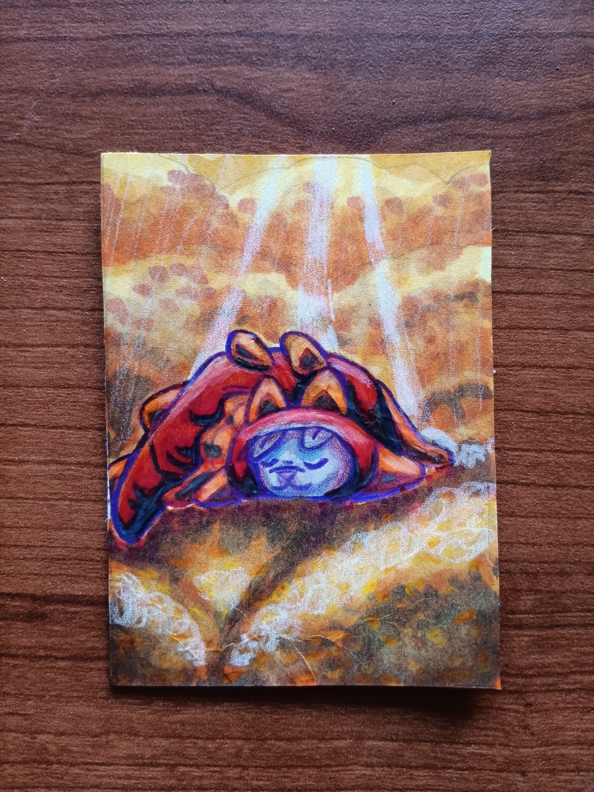 ACEO Art Card Original Mixed Media Fantasy Cat 2.5in x 3.5in by s.p.paintings 