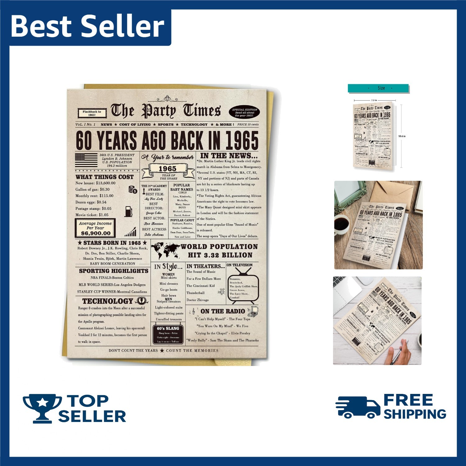 Giant 60Th Birthday Card Gift for Women Men, Hilarious 60  Old Birthday Gif