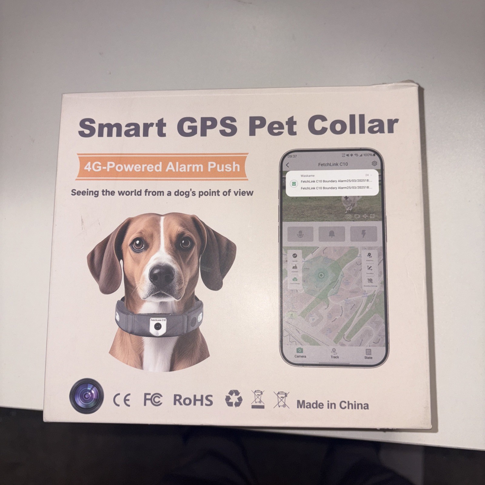 Smart Pet Collar FetchLink C10  4G – powered alarm push - Open Box But BRAND NEW