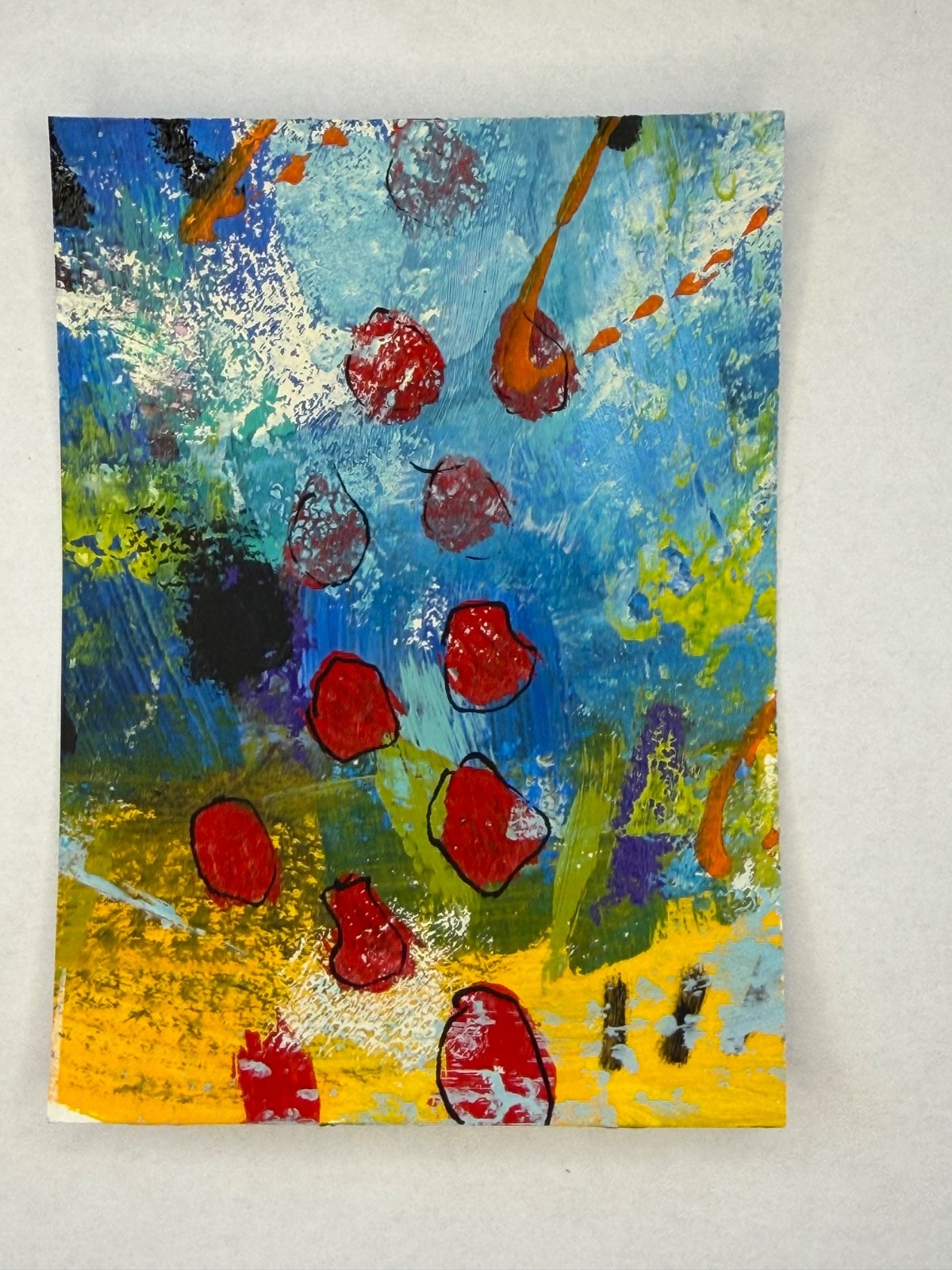 ACEO Art Card Abstract Mixed Media Painting Signed Original OOAK