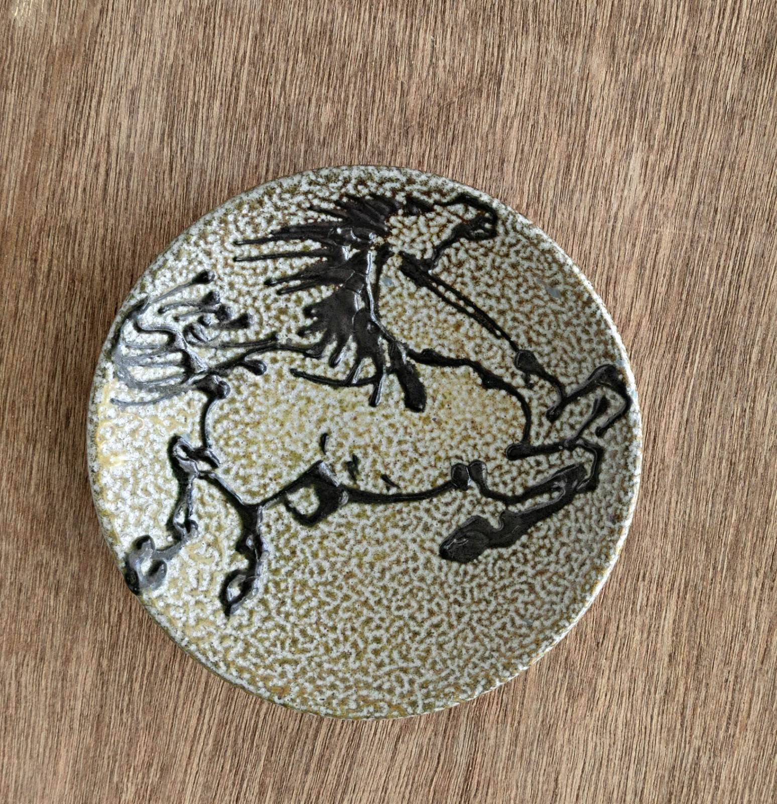 Paul Morris Salt Glazed Pottery Dish Horse Pattern Rock Hard Pottery Minnesota