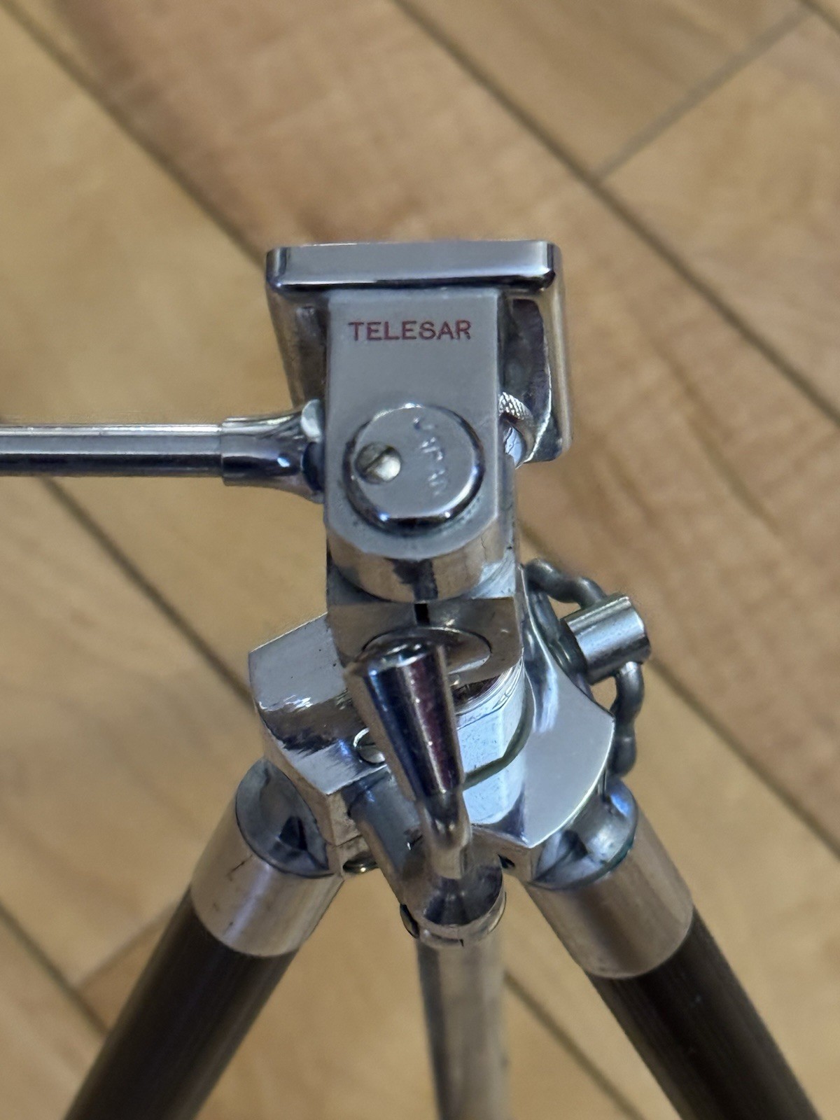 Vintage Telesar Telescoping Deluxe Tripod W Panhead Leather Case
