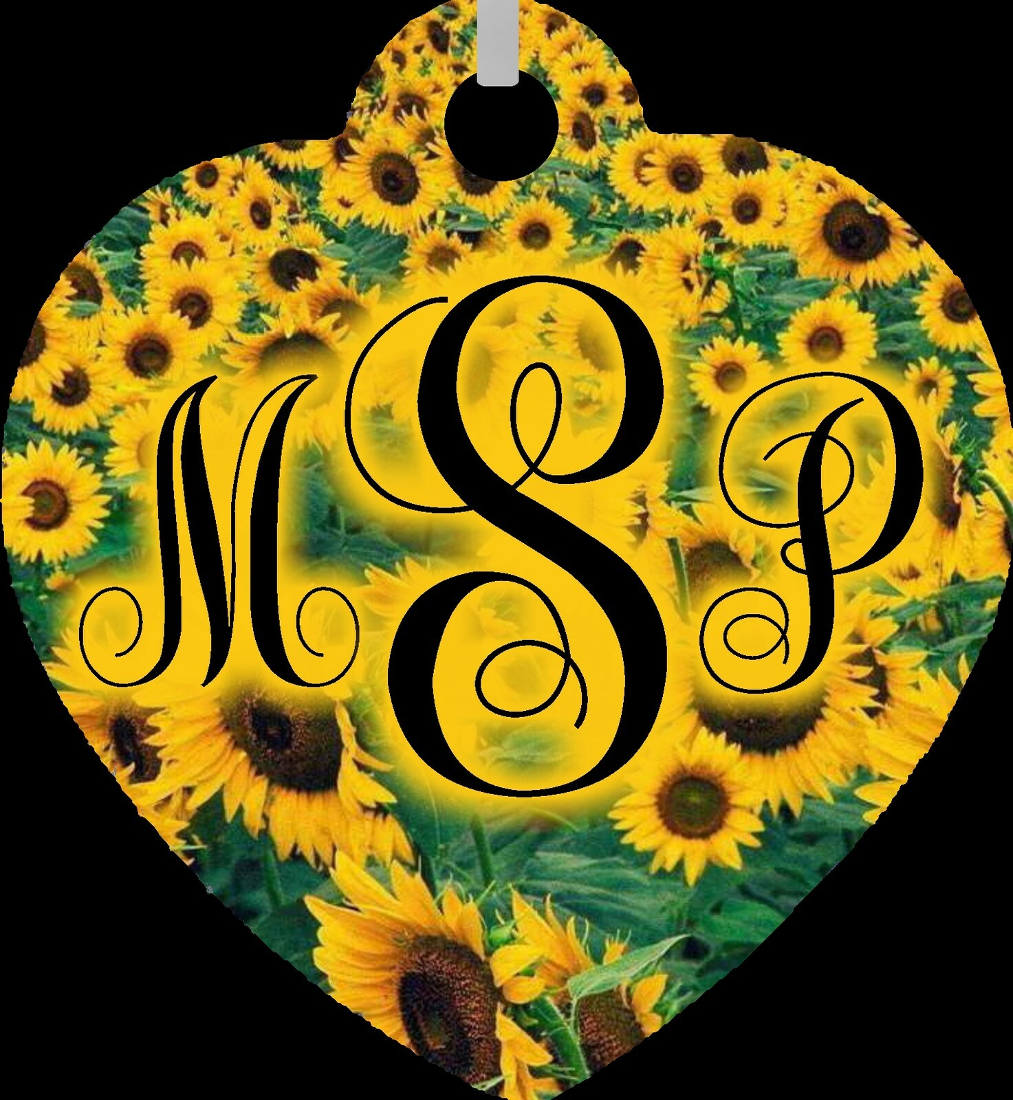 Personalized Custom Monogrammed Initials Sunflowers Metal Heart Necklace NEW