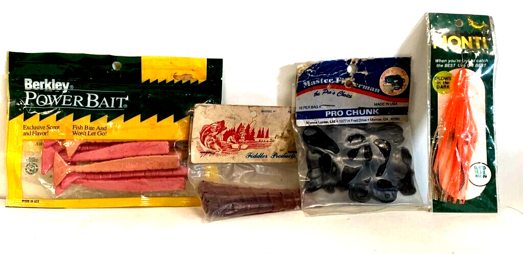 Mix Lot of 4 Squid Lure Power Bait Pro Chunk Flat Head Fishing Supplies